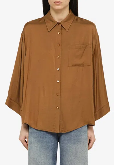 Federica Tosi Basic Oversized Shirt In Brown