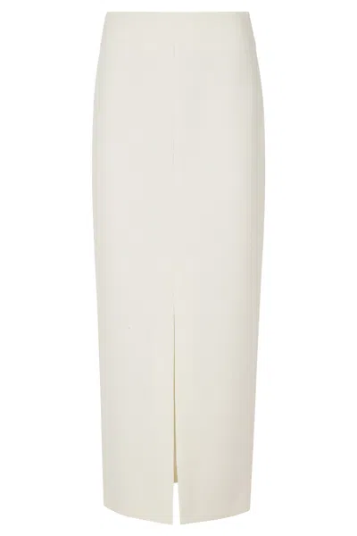 Federica Tosi Beige Deep Front Slit Polyester Long Evening Dress In White