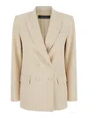 Federica Tosi Double-breasted Wool-blend Blazer In Beige