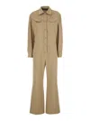 Federica Tosi Beige Jumpsuit With Patch Pockets On The Chest And Belt Loops On The Waist In Fabric Woman