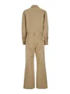 Federica Tosi Beige Jumpsuit With Patch Pockets On The Chest And Belt Loops On The Waist In Fabric Woman In Beige