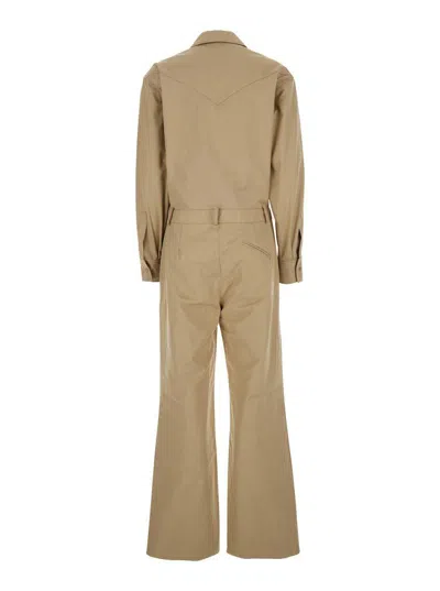 FEDERICA TOSI BEIGE JUMPSUIT WITH PATCH POCKETS ON THE CHEST AND BELT LOOPS ON THE WAIST