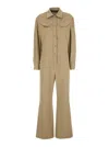 Federica Tosi Beige Jumpsuit With Patch Pockets On The Chest And Belt Loops On The Waist In Fabric Woman