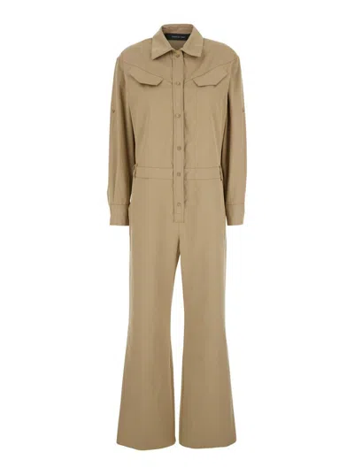 Federica Tosi Beige Jumpsuit With Patch Pockets On The Chest And Belt Loops On The Waist