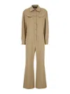 Federica Tosi Beige Jumpsuit With Patch Pockets On The Chest And Belt Loops On The Waist In Fabric Woman In Beige
