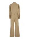 Federica Tosi Beige Jumpsuit With Patch Pockets On The Chest And Belt Loops On The Waist In Fabric Woman In Beige