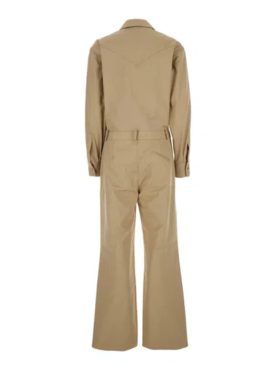 FEDERICA TOSI BEIGE JUMPSUIT WITH PATCH POCKETS ON THE CHEST AND BELT LOOPS ON THE WAIST IN FABRIC WOMAN