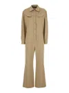 Federica Tosi Beige Jumpsuit With Patch Pockets On The Chest And Belt Loops On The Waist In Fabric Woman In Neutrals