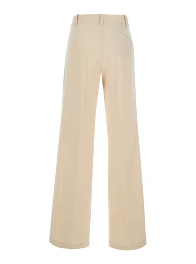 Federica Tosi Beige Palazzo Pants With Pences On The Front In Tech Fabric Woman In Burro