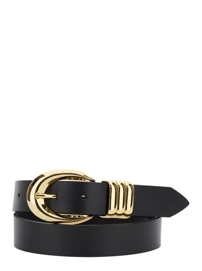 FEDERICA TOSI 'EMILY' BLACK BELT WITH ADJUSTABLE BUCKLE CLOSURE IN LEATHER WOMAN