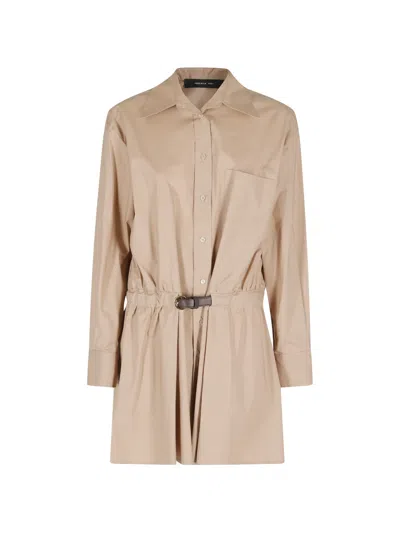 Federica Tosi Belt Shirt Dress In Brown