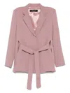 Federica Tosi Belted Split Blazer With Shoulder Straps In Pink