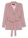 Federica Tosi Belted Split Blazer With Shoulder Straps In Pink