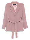 Federica Tosi Belted Split Blazer With Shoulder Straps In Pink & Purple