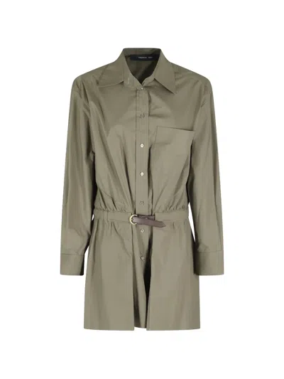Federica Tosi Belted Shirt Dress In Green