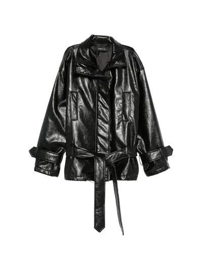 Federica Tosi Belted Zip-up Jacket In Black