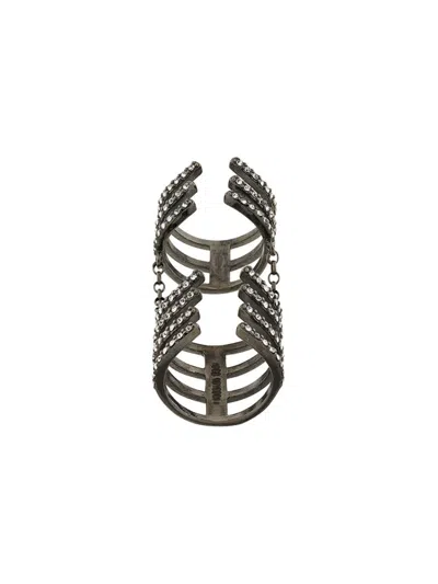 Federica Tosi Bijoux Argento Ring With Intricate Multi-band Design In Black