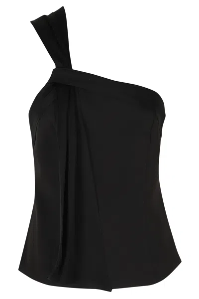 Federica Tosi Black Asymmetrical One-shoulder Invisible Zipper Top