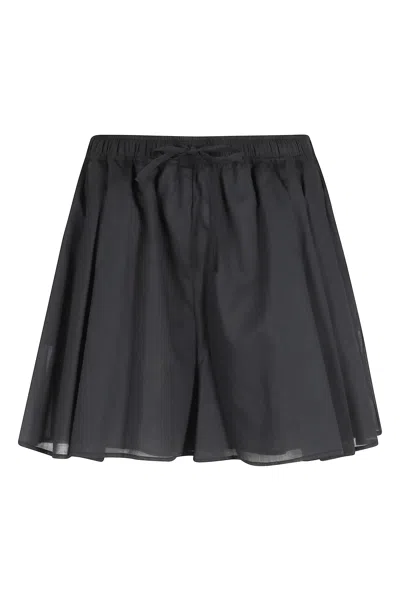 Federica Tosi Black Drawstring Elastic-waistband Cotton Shorts