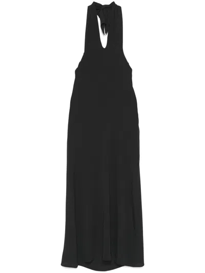 Federica Tosi Black Halterneck Flared Midi Dress