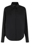 Federica Tosi Black Shirt With Pointed Collar And Metallic Details On The Cuffs In Black