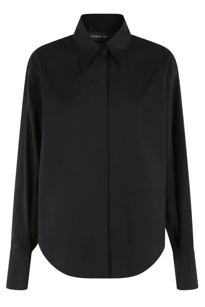 Federica Tosi Black Oversized Cotton Blend Top