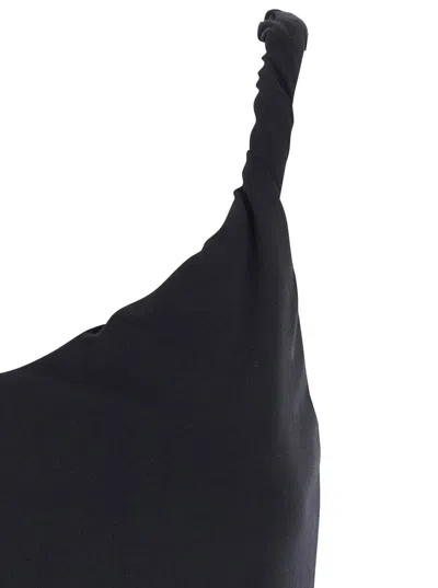 Federica Tosi Black Top With Curled Shoulder Strap In Cotton Woman