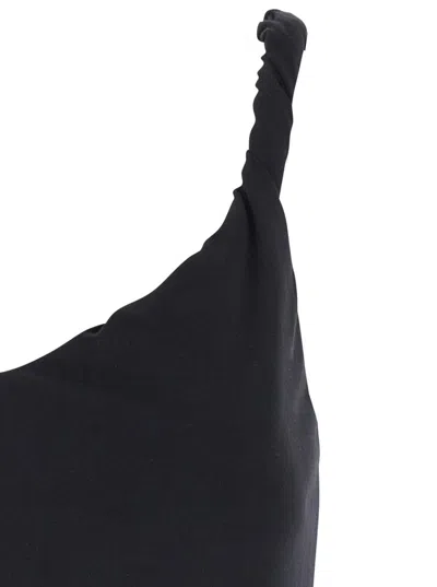 FEDERICA TOSI BLACK TOP WITH CURLED SHOULDER STRAP IN COTTON WOMAN