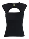Federica Tosi Black Top With Jewel Detail On The Front In Viscose Blend Woman In Black