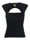 Federica Tosi Black Top With Jewel Detail On The Front In Viscose Blend Woman In Black