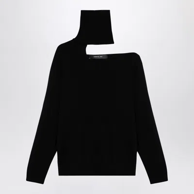 FEDERICA TOSI BLACK TURTLENECK PULLOVER WITH CUT OUT