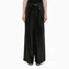 Federica Tosi Black Wide Trousers With Micro Sequins In Black
