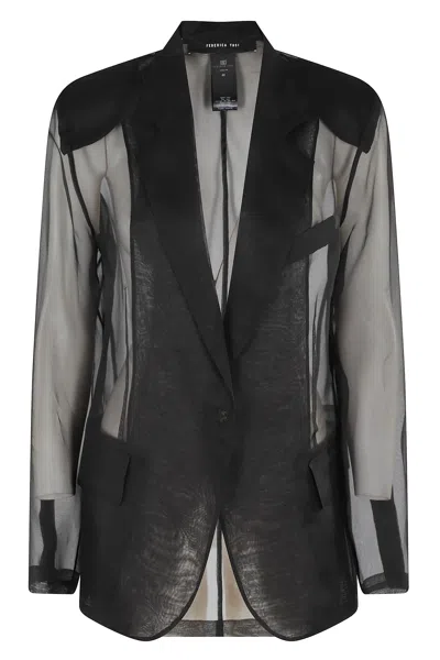 Federica Tosi Blazer In Organza Di Seta In Brown