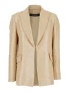 Federica Tosi Beige Jacket With All-over Sequins In Tech Fabric In Beige