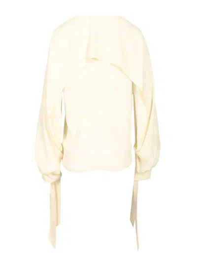 Federica Tosi Blusa A Cappa Misto Seta Con Sciarpina E Lacci Shirts White