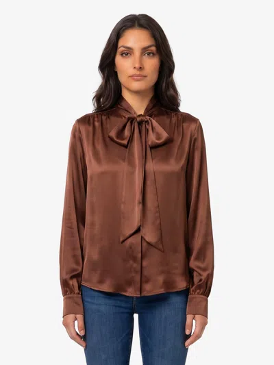 Federica Tosi Blusa Con Fiocco Misto Seta In Brown