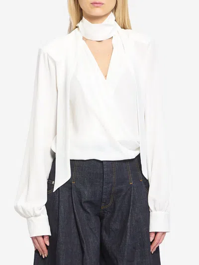 Federica Tosi Blusa Incrociata Con Sciarpina In White