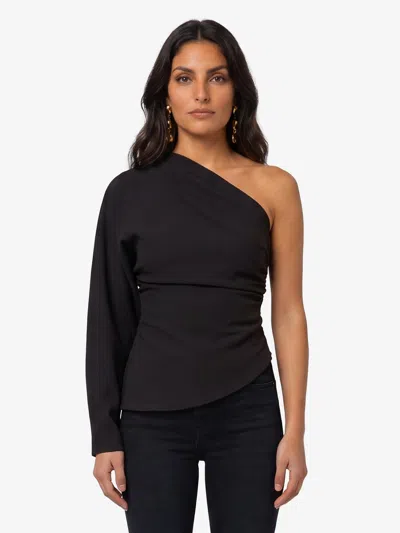 Federica Tosi One Shoulder Cady Blouse Draped Waist In Blue