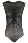 Federica Tosi Gathered-detail Mesh Bodysuit In Black