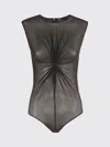 Federica Tosi Draped Tulle Bodysuit With Elegant Gathered Detail In Brown