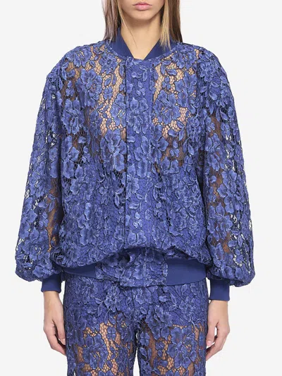 Federica Tosi Lace Bomber Jacket In Blue
