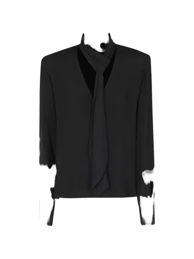 Federica Tosi Bow-detail V-neck Blouse In Black