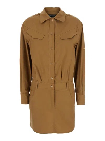 Federica Tosi Brown Dress With Patch Pockets On The Chest And Belt Loops At The Waist In Fabric Woman