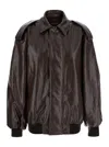 Federica Tosi Brown Jacket With Classic Collar And Dropped Shoulders In Leather Woman In Brown