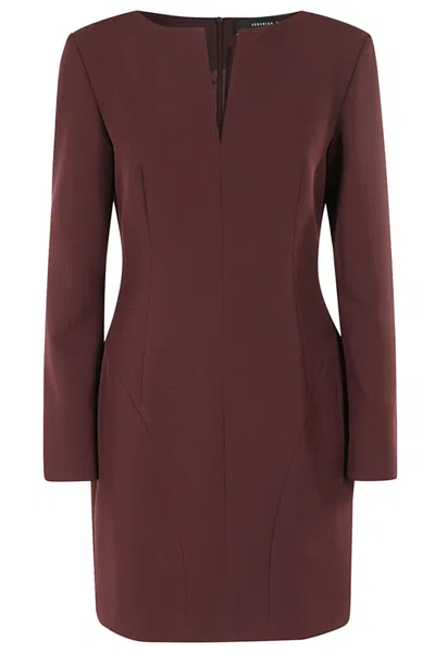 Federica Tosi Burgundy V-neck Sheath Dress In Vinaccia