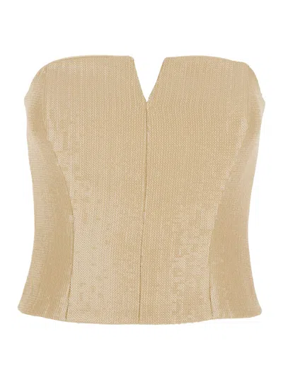 Federica Tosi Bustino Rafia Paillettes In Beige