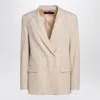Federica Tosi Butter-coloured Double-breasted Jacket In Wool Blend In Beige
