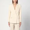 Federica Tosi Butter-coloured Double-breasted Jacket In Wool Blend In Beige