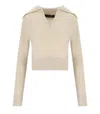 Federica Tosi Polo Pull Sweater With Classic Collar And Ribbed Hem In Beige