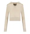 Federica Tosi Polo Pull Sweater With Classic Collar And Ribbed Hem In Neutral